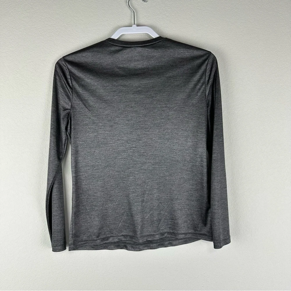 Tory Burch Metallic Gray Silver Performance Casual Luxury Long Sleeve Top XS